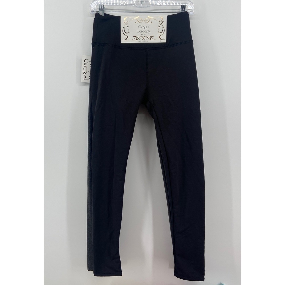 Classic Concepts Petite Leggings 2-Pack Black & Charcoal Gray High Waist PM NWT